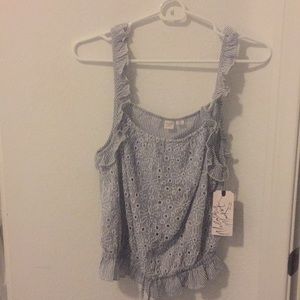 Blue and white striped tank top with tags